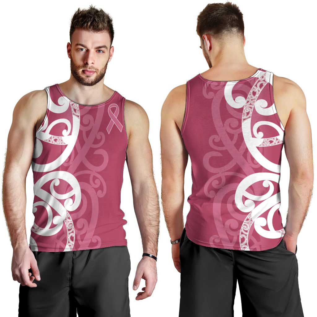 Breast Cancer Awareness Maori Men Tank Top Koru Kowhaiwhai - Vibe Hoodie