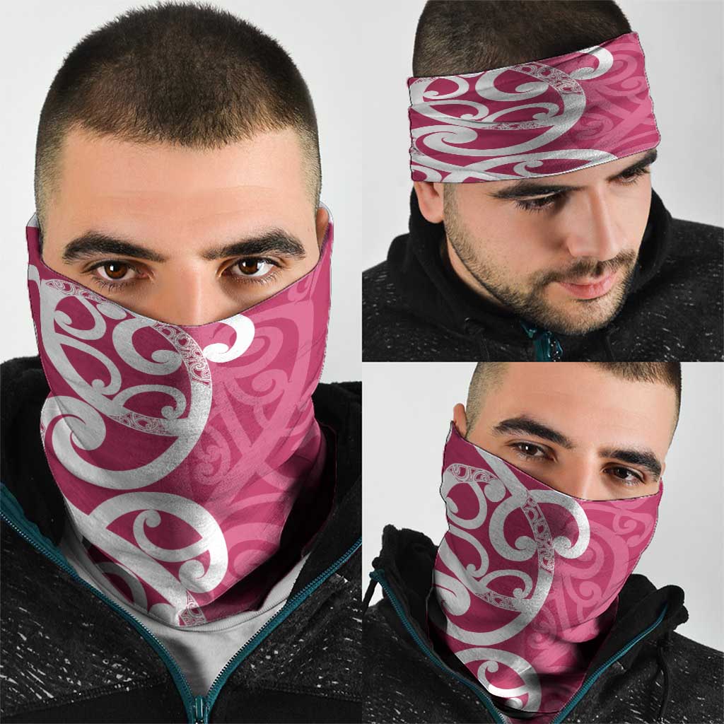 Breast Cancer Awareness Maori Neck Gaiter Koru Kowhaiwhai - Vibe Hoodie