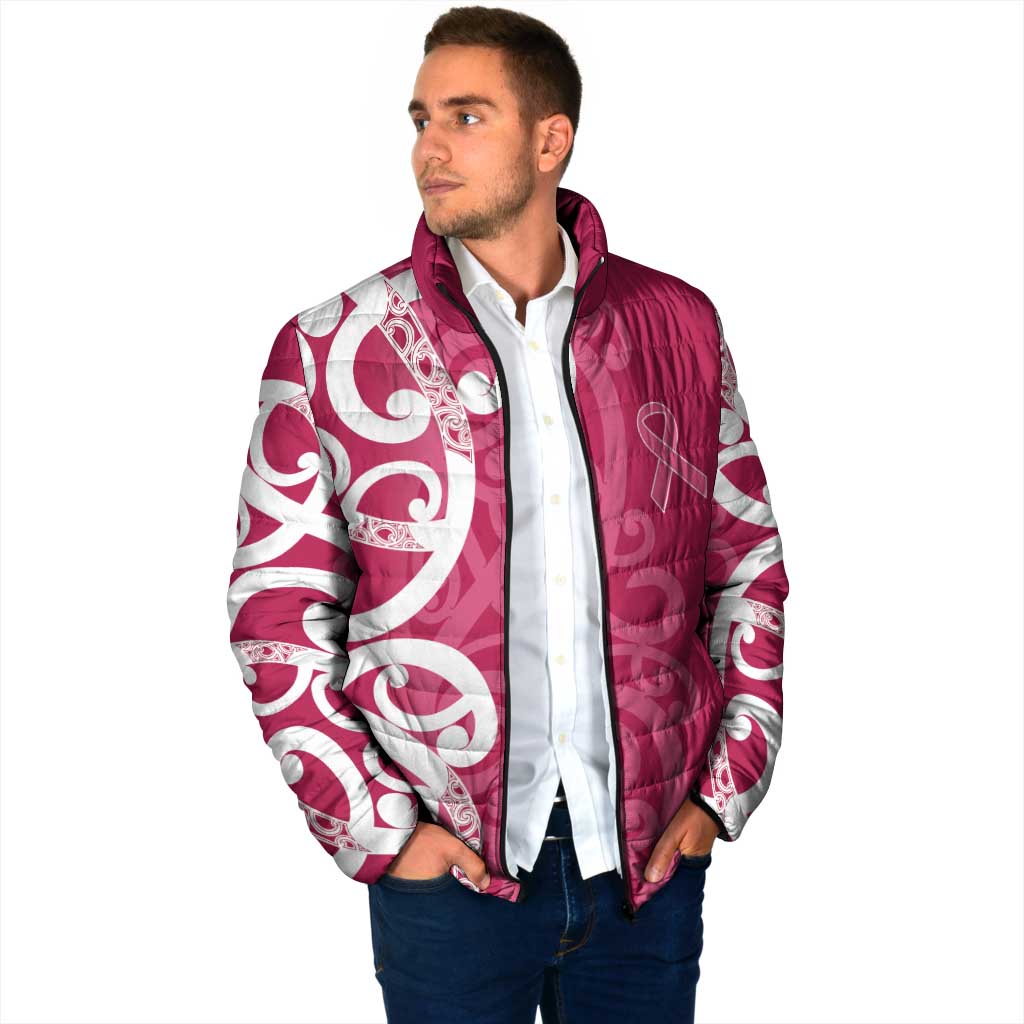 Breast Cancer Awareness Maori Padded Jacket Koru Kowhaiwhai - Vibe Hoodie