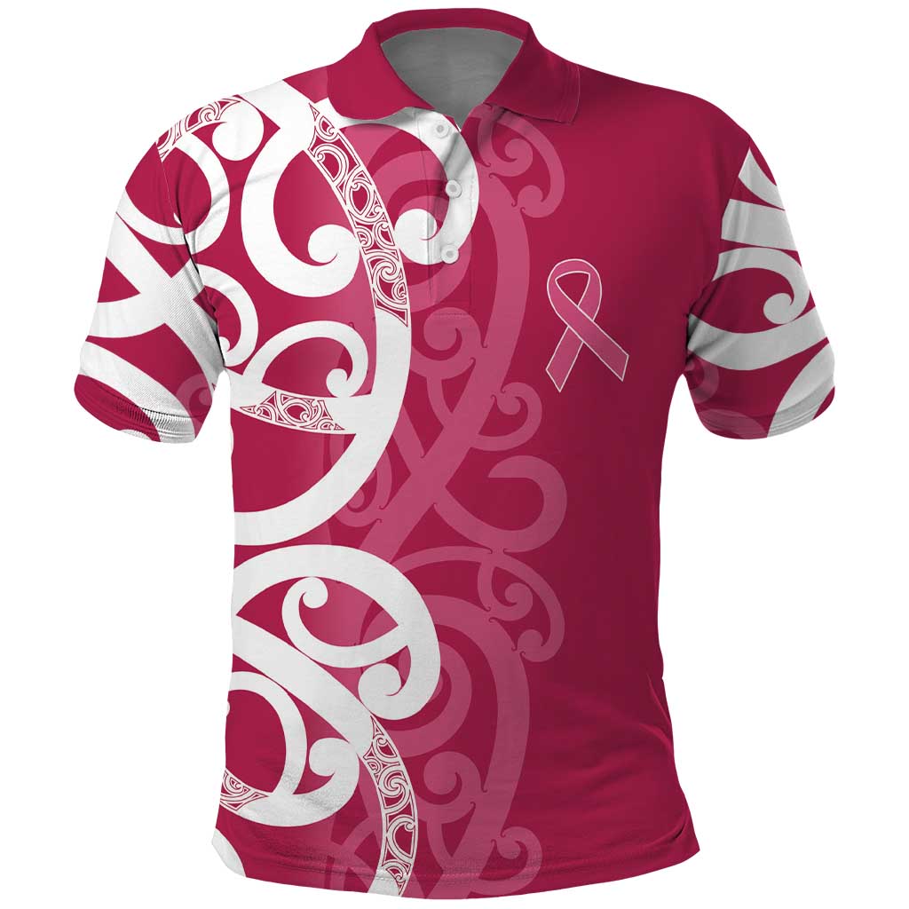 Breast Cancer Awareness Maori Polo Shirt Koru Kowhaiwhai - Vibe Hoodie