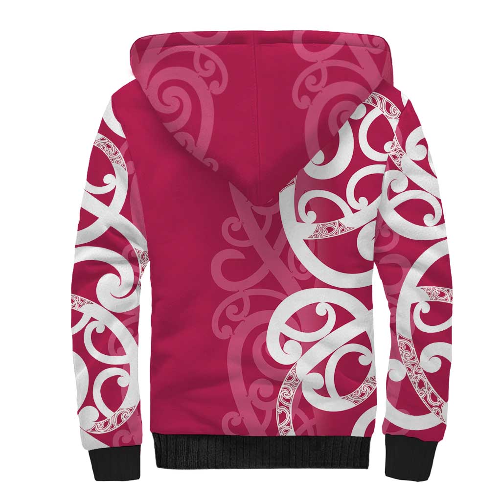 Breast Cancer Awareness Maori Sherpa Hoodie Koru Kowhaiwhai - Vibe Hoodie