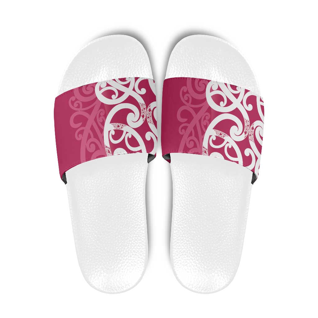 Breast Cancer Awareness Maori Slide Sandals Koru Kowhaiwhai - Vibe Hoodie
