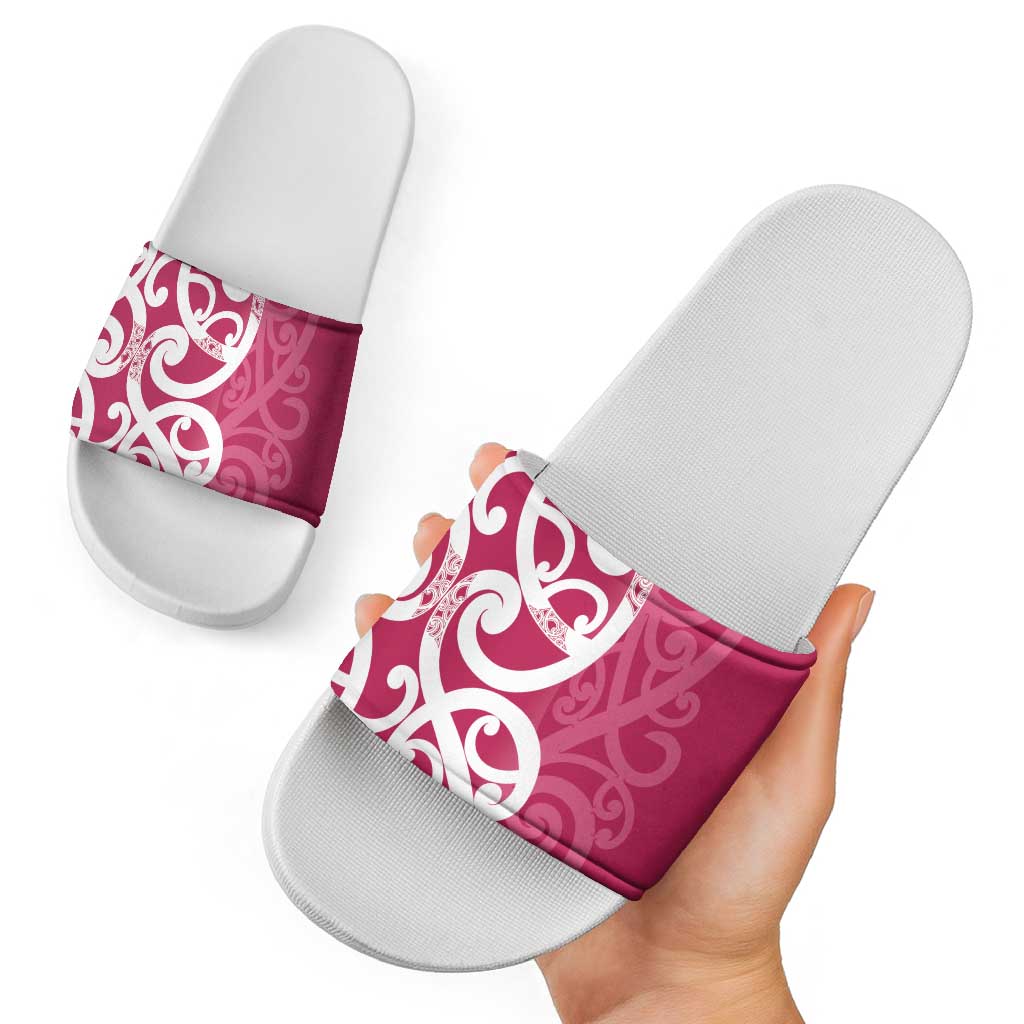 Breast Cancer Awareness Maori Slide Sandals Koru Kowhaiwhai - Vibe Hoodie