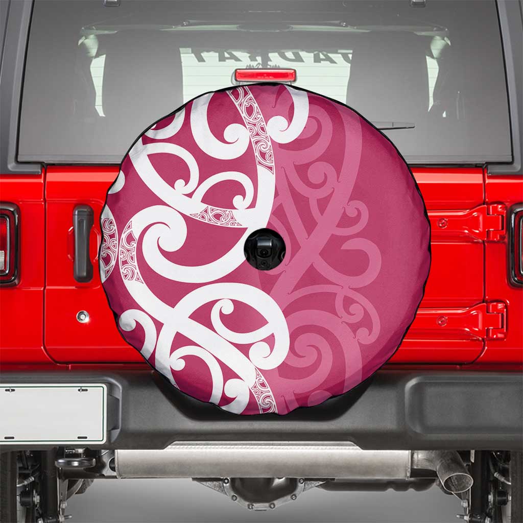 Breast Cancer Awareness Maori Spare Tire Cover Koru Kowhaiwhai - Vibe Hoodie