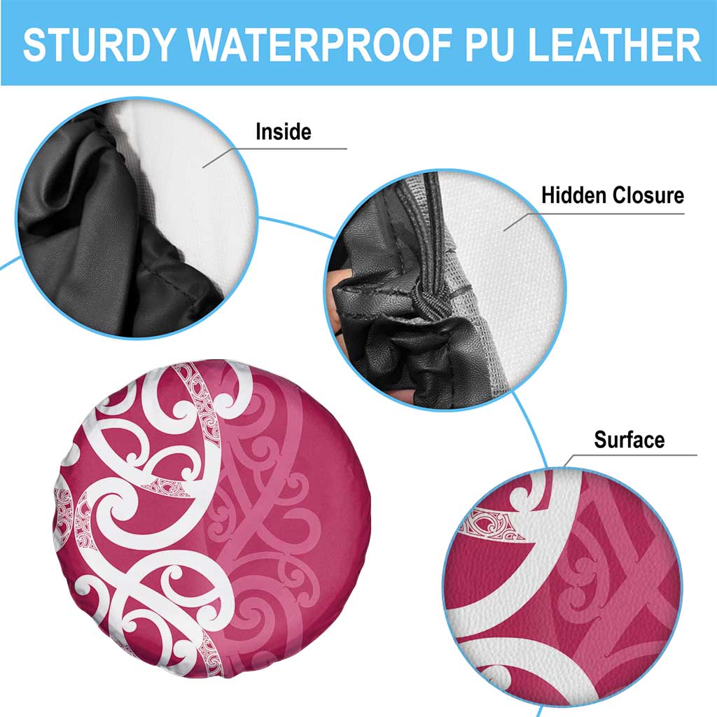 Breast Cancer Awareness Maori Spare Tire Cover Koru Kowhaiwhai - Vibe Hoodie