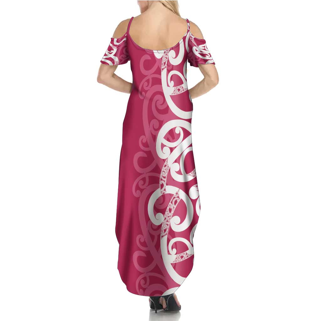 Breast Cancer Awareness Maori Summer Maxi Dress Koru Kowhaiwhai - Vibe Hoodie