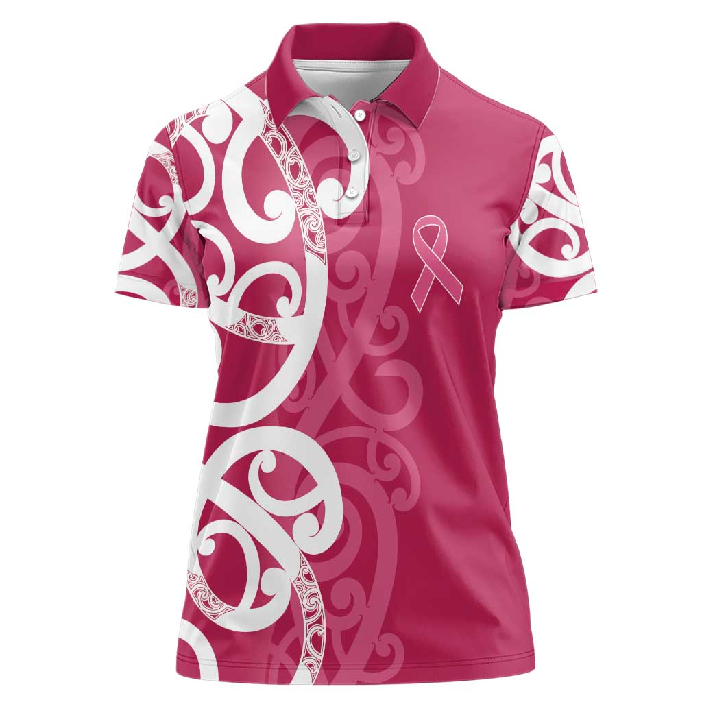 Breast Cancer Awareness Maori Women Polo Shirt Koru Kowhaiwhai - Vibe Hoodie