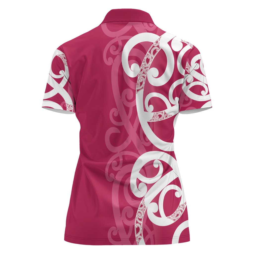 Breast Cancer Awareness Maori Women Polo Shirt Koru Kowhaiwhai - Vibe Hoodie