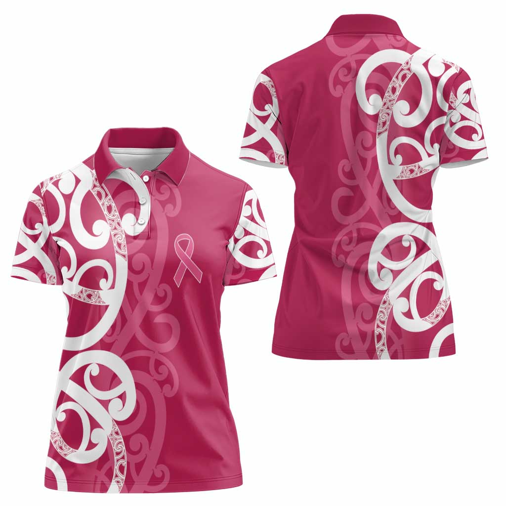 Breast Cancer Awareness Maori Women Polo Shirt Koru Kowhaiwhai - Vibe Hoodie