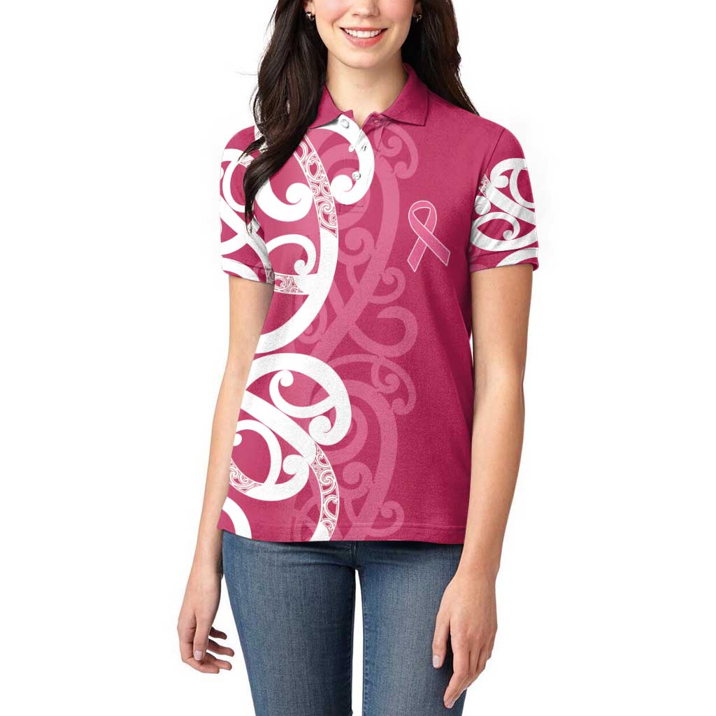 Breast Cancer Awareness Maori Women Polo Shirt Koru Kowhaiwhai - Vibe Hoodie