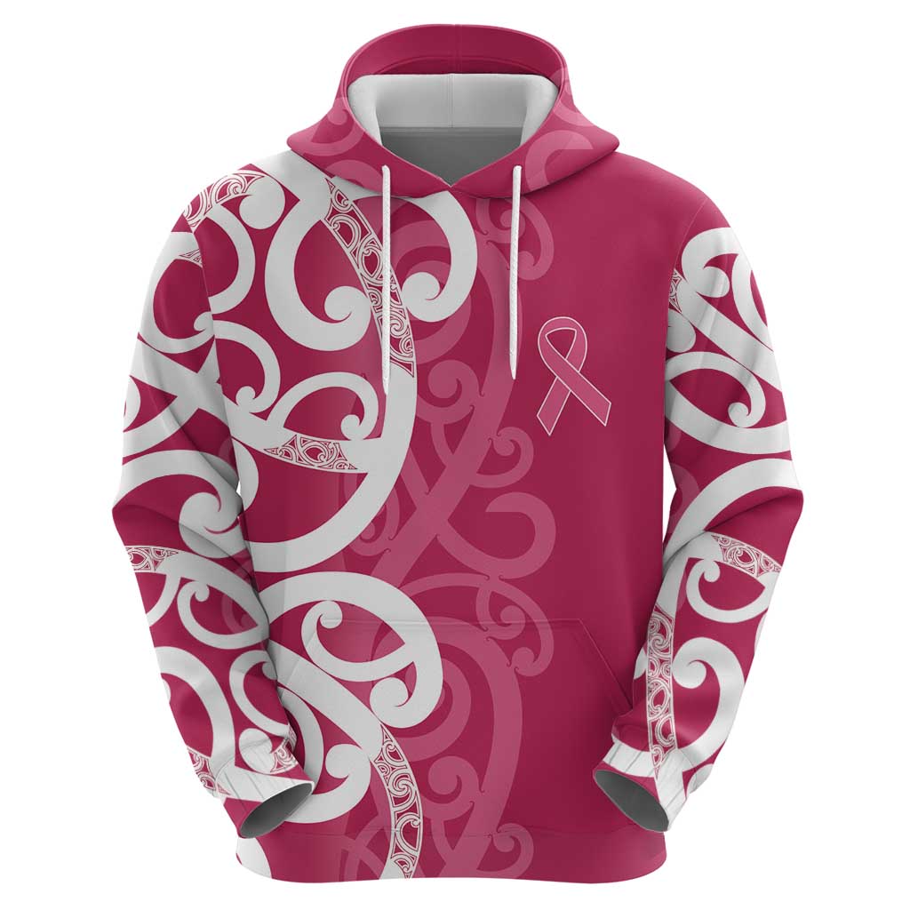 Breast Cancer Awareness Maori Zip Hoodie Koru Kowhaiwhai - Vibe Hoodie