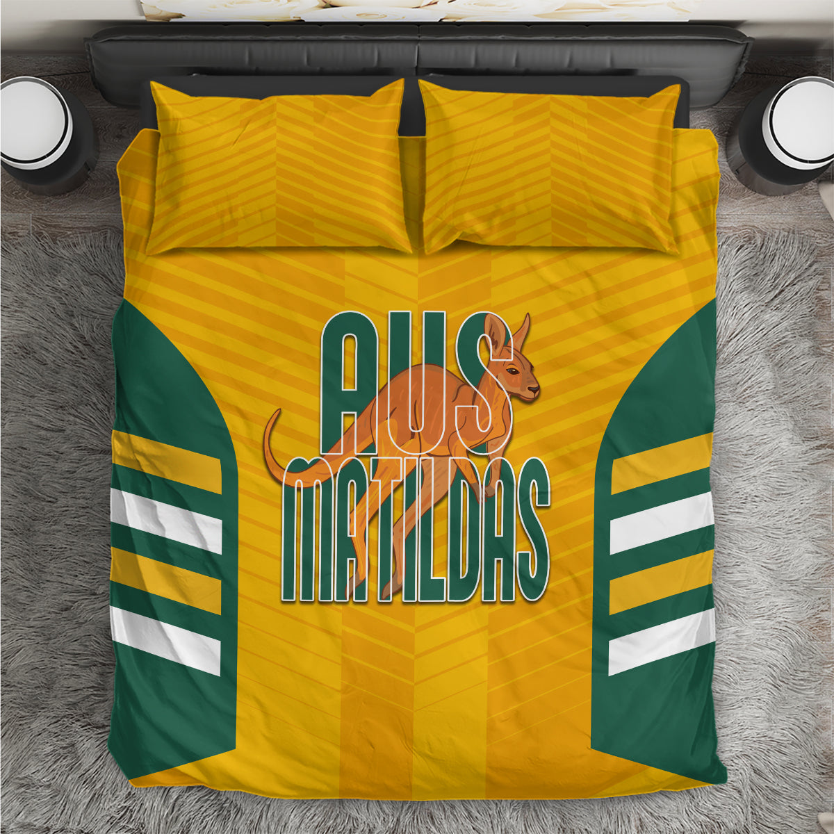 Australia Soccer Bedding Set Go Matildas Dynamic - National Colors - Vibe Hoodie Shop