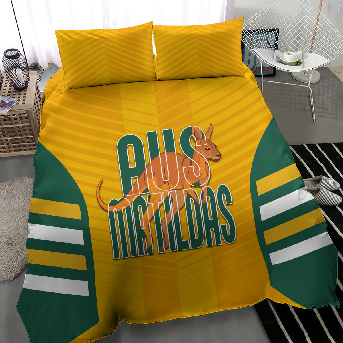 Australia Soccer Bedding Set Go Matildas Dynamic - National Colors - Vibe Hoodie Shop