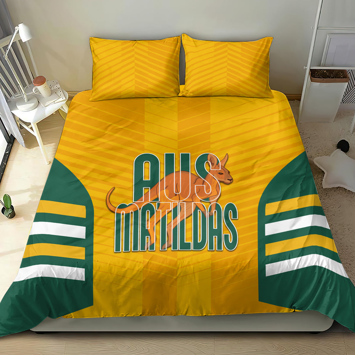 Australia Soccer Bedding Set Go Matildas Dynamic - National Colors - Vibe Hoodie Shop