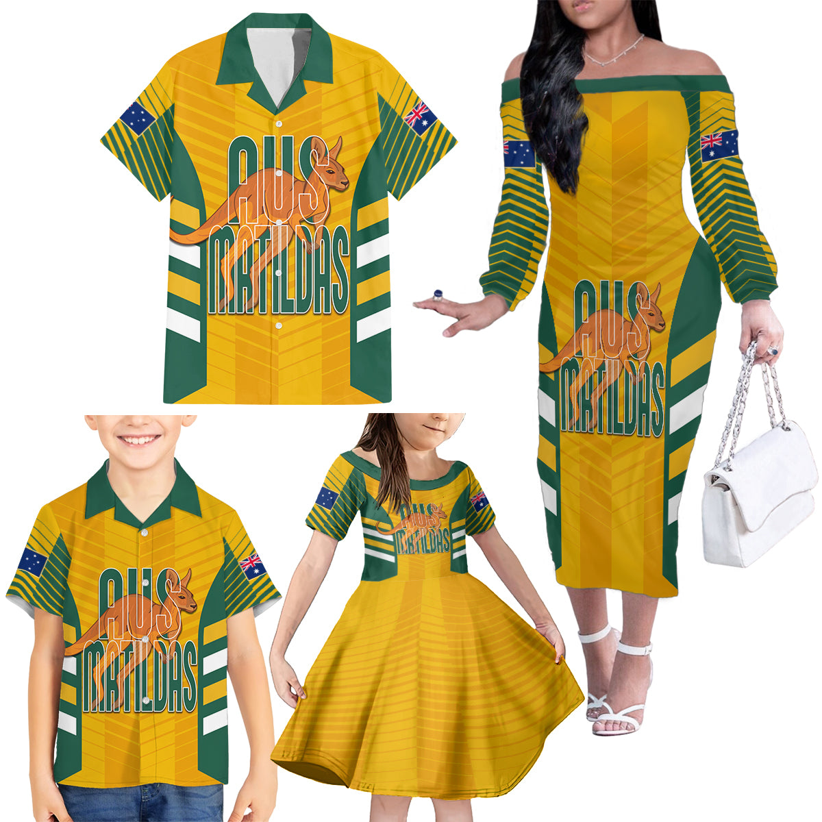 custom-australia-soccer-family-matching-off-shoulder-long-sleeve-dress-and-hawaiian-shirt-go-matildas-dynamic-national-colors