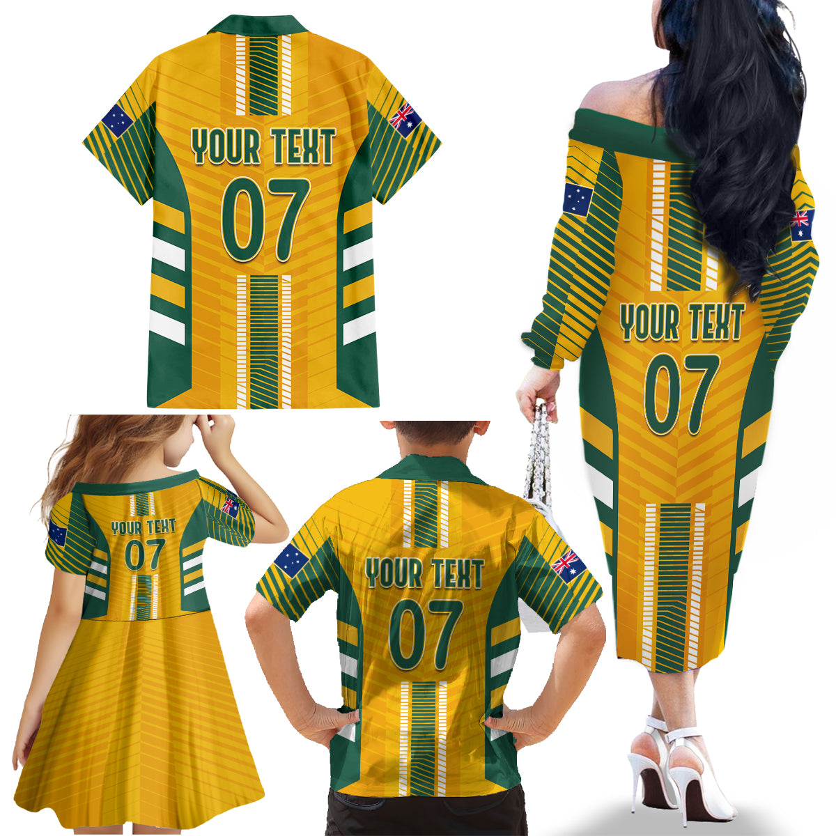 custom-australia-soccer-family-matching-off-shoulder-long-sleeve-dress-and-hawaiian-shirt-go-matildas-dynamic-national-colors