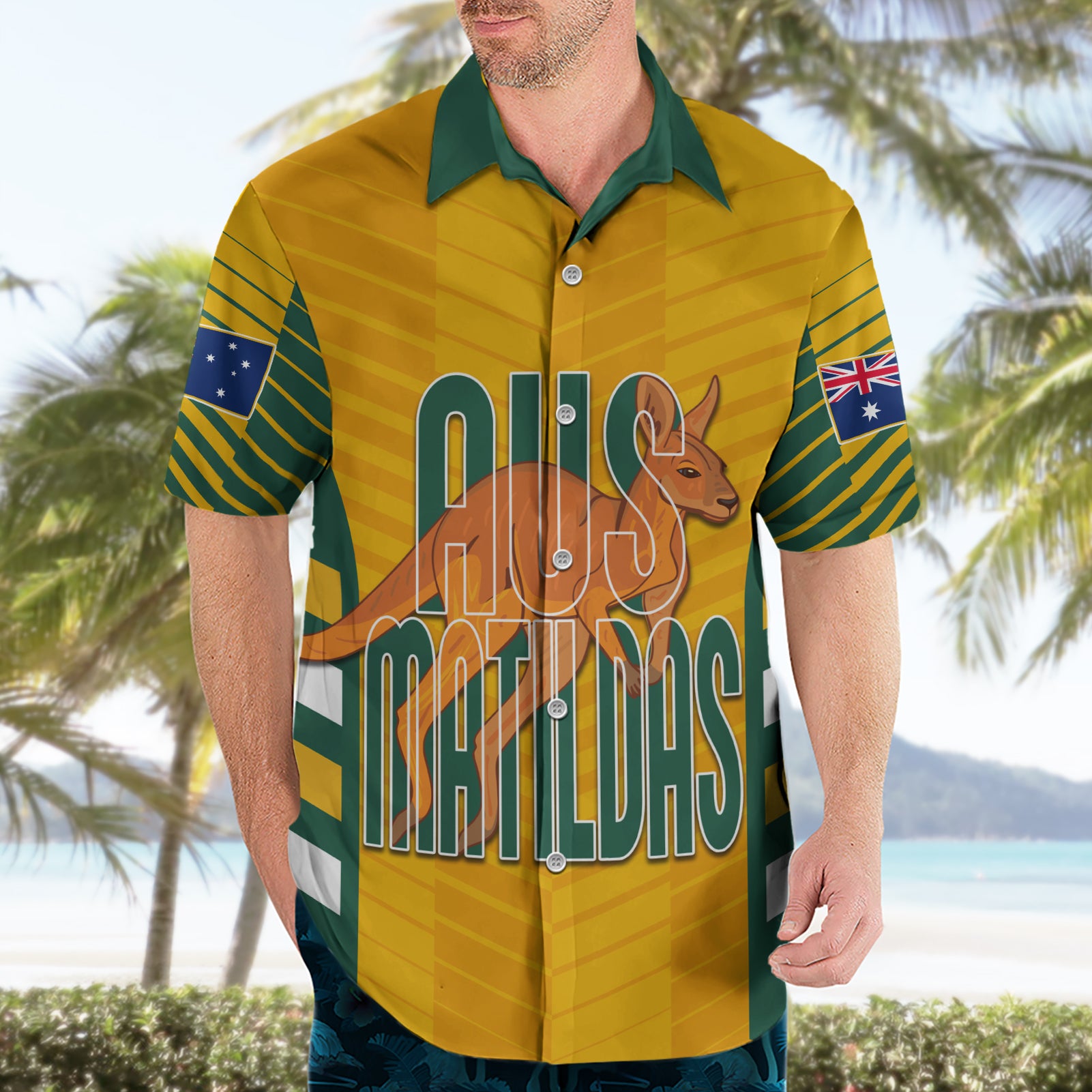 Custom Australia Soccer Hawaiian Shirt Go Matildas Dynamic - National Colors - Vibe Hoodie Shop