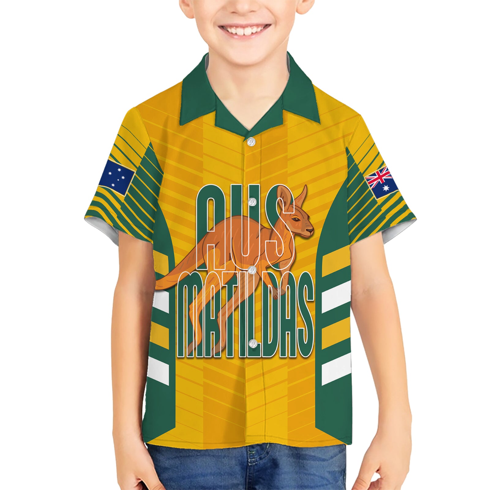 Custom Australia Soccer Hawaiian Shirt Go Matildas Dynamic - National Colors - Vibe Hoodie Shop