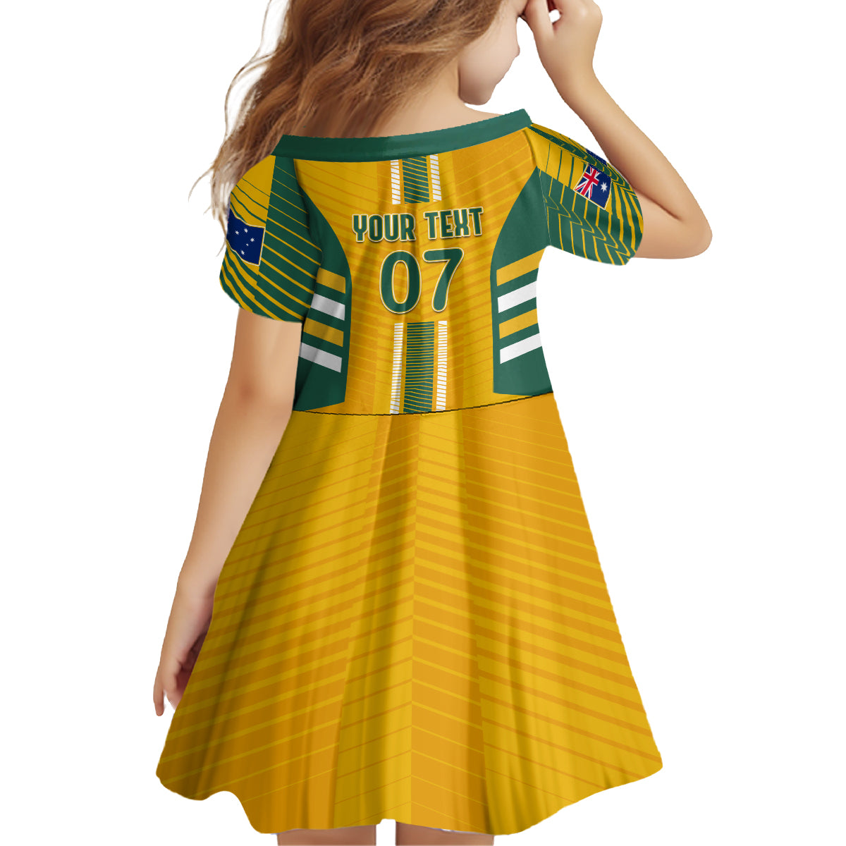 Custom Australia Soccer Kid Short Sleeve Dress Go Matildas Dynamic - National Colors - Vibe Hoodie Shop