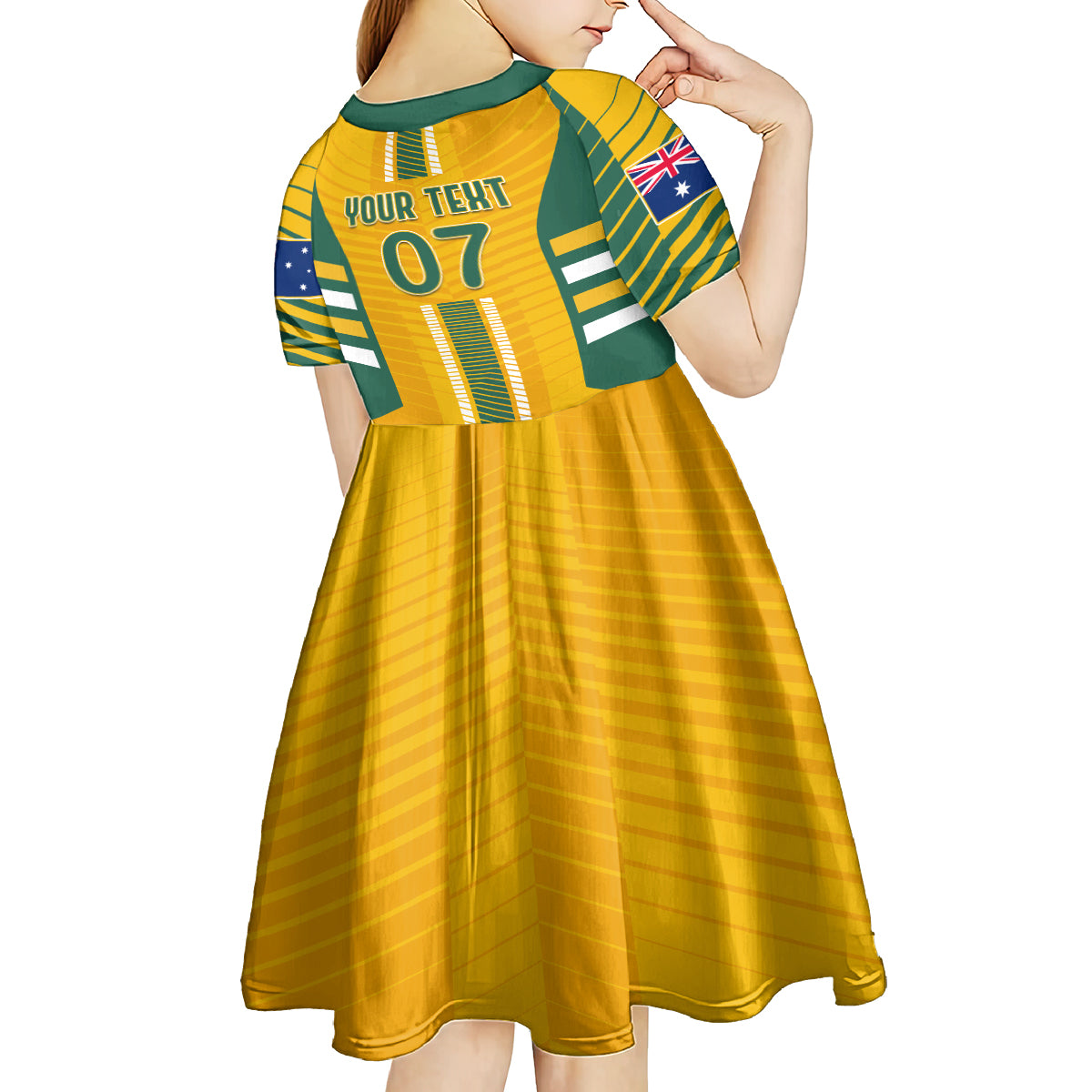 Custom Australia Soccer Kid Short Sleeve Dress Go Matildas Dynamic - National Colors - Vibe Hoodie Shop