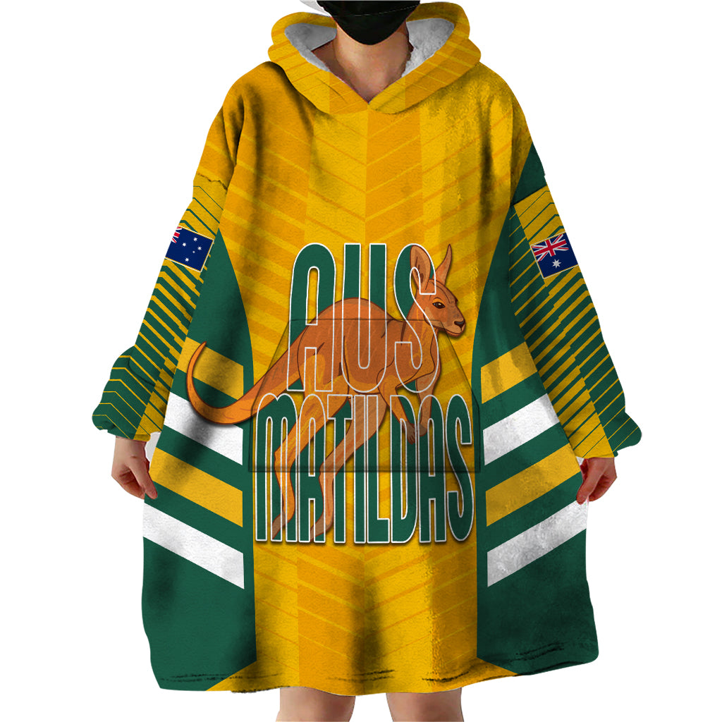 Custom Australia Soccer Wearable Blanket Hoodie Go Matildas Dynamic - National Colors - Vibe Hoodie Shop