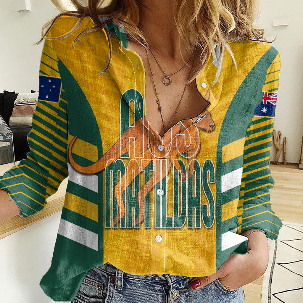 Custom Australia Soccer Women Casual Shirt Go Matildas Dynamic - National Colors - Vibe Hoodie Shop