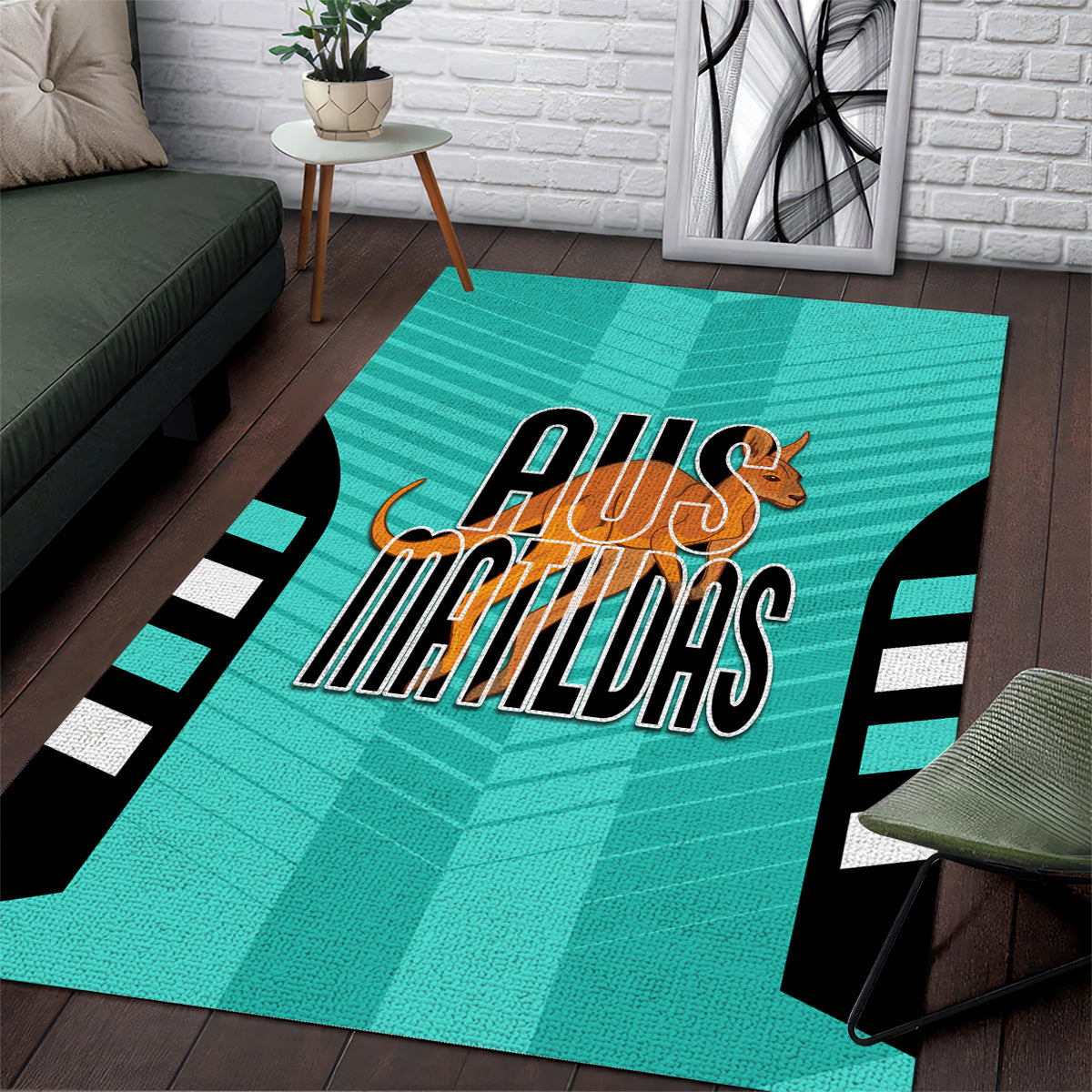 Australia Soccer Area Rug Go Matildas Dynamic - Turquoise - Vibe Hoodie Shop