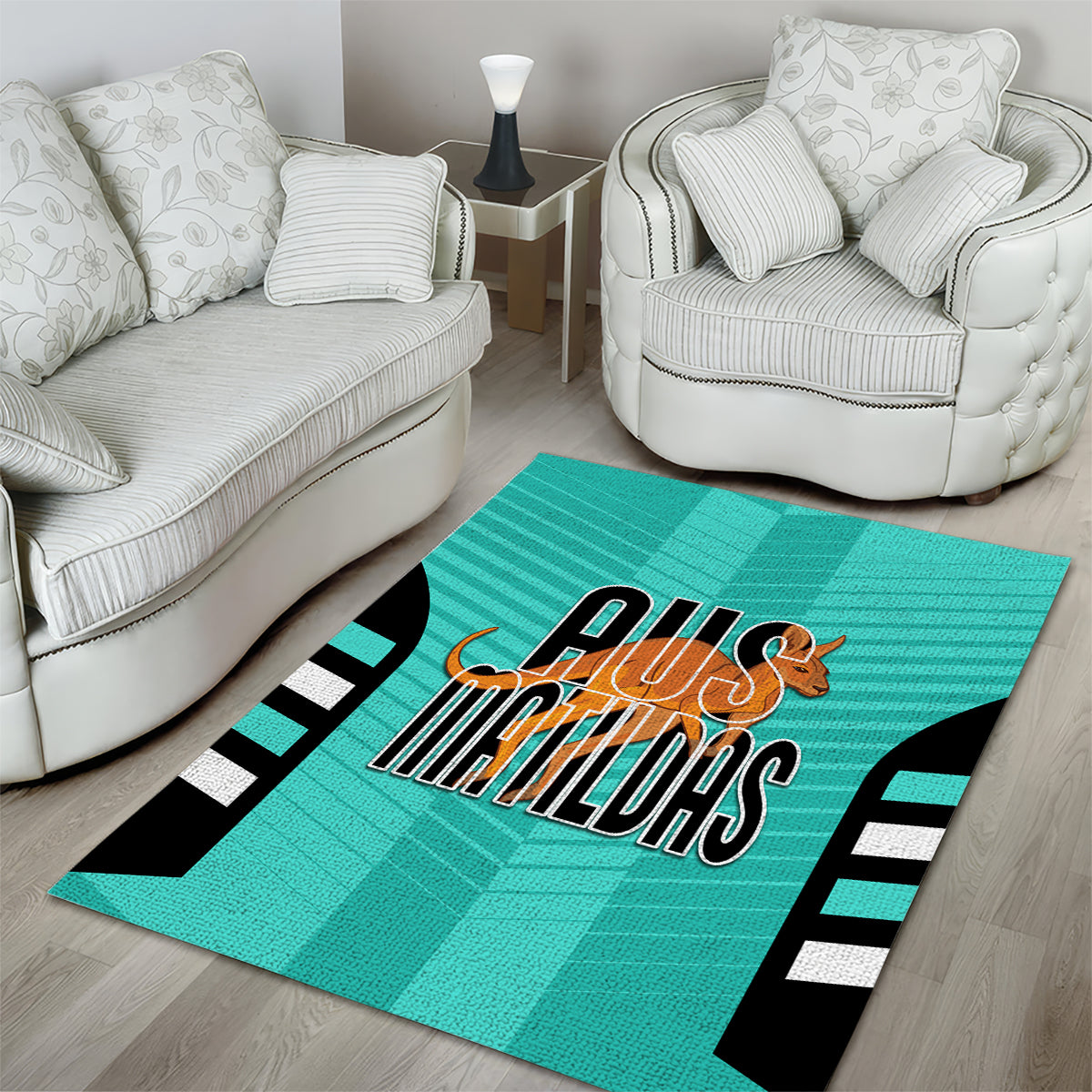 Australia Soccer Area Rug Go Matildas Dynamic - Turquoise - Vibe Hoodie Shop