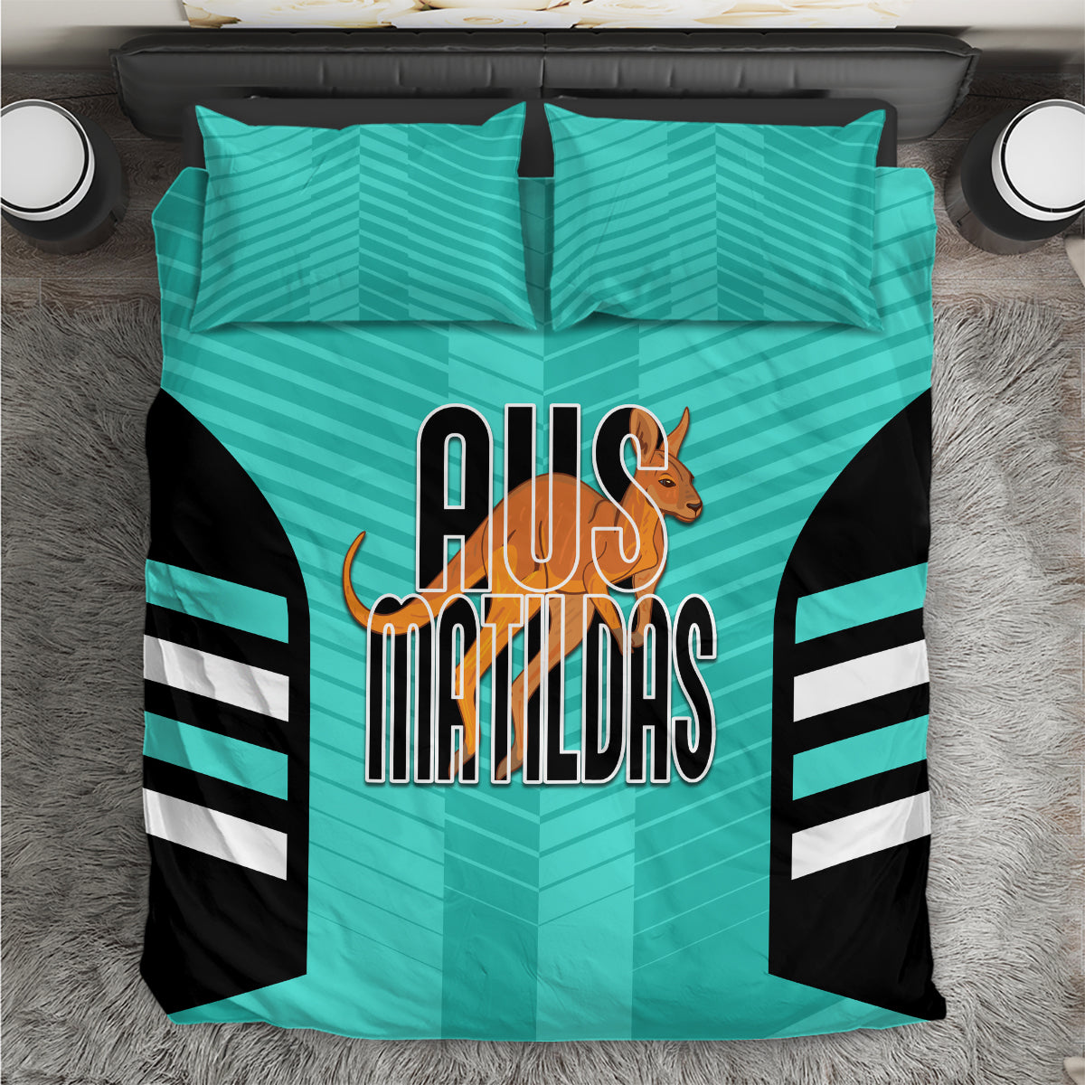 Australia Soccer Bedding Set Go Matildas Dynamic - Turquoise - Vibe Hoodie Shop
