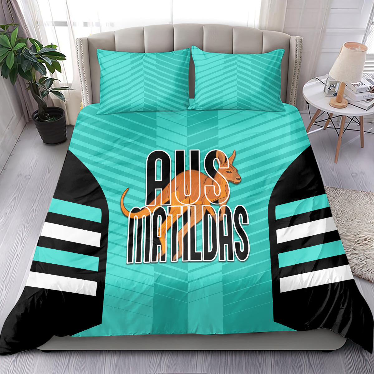 Australia Soccer Bedding Set Go Matildas Dynamic - Turquoise - Vibe Hoodie Shop