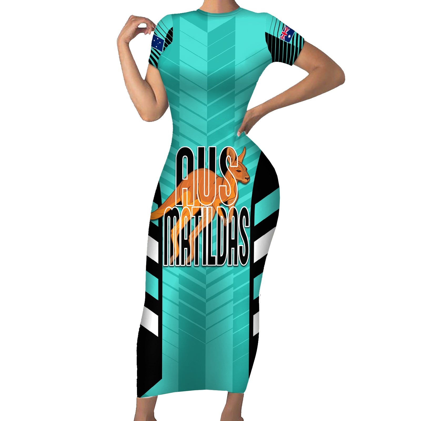 custom-australia-soccer-family-matching-short-sleeve-bodycon-dress-and-hawaiian-shirt-go-matildas-dynamic-turquoise