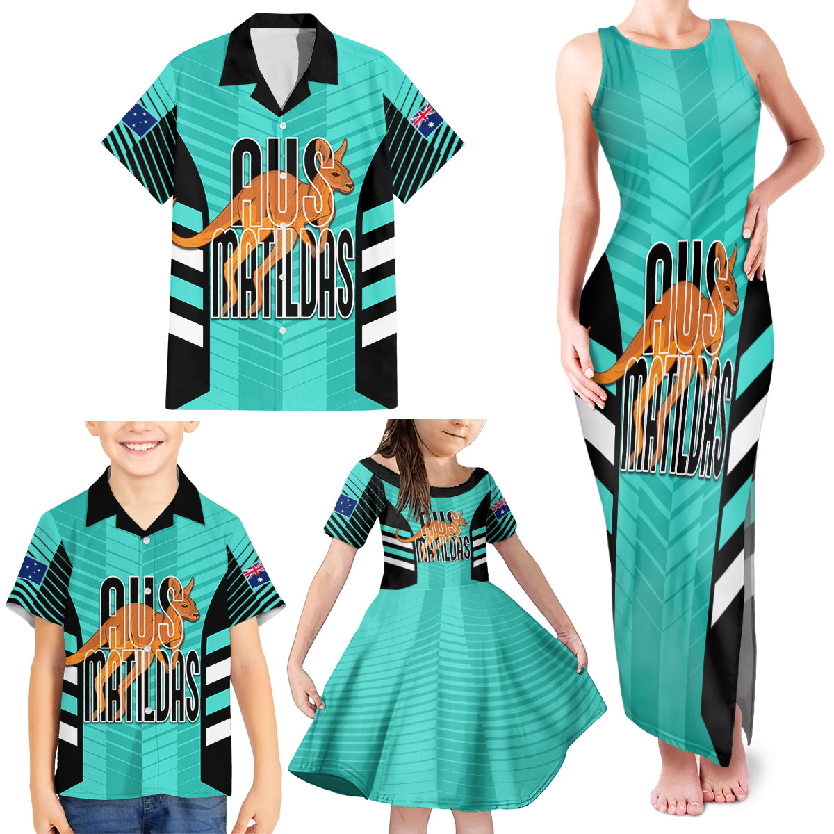 custom-australia-soccer-family-matching-tank-maxi-dress-and-hawaiian-shirt-go-matildas-dynamic-turquoise