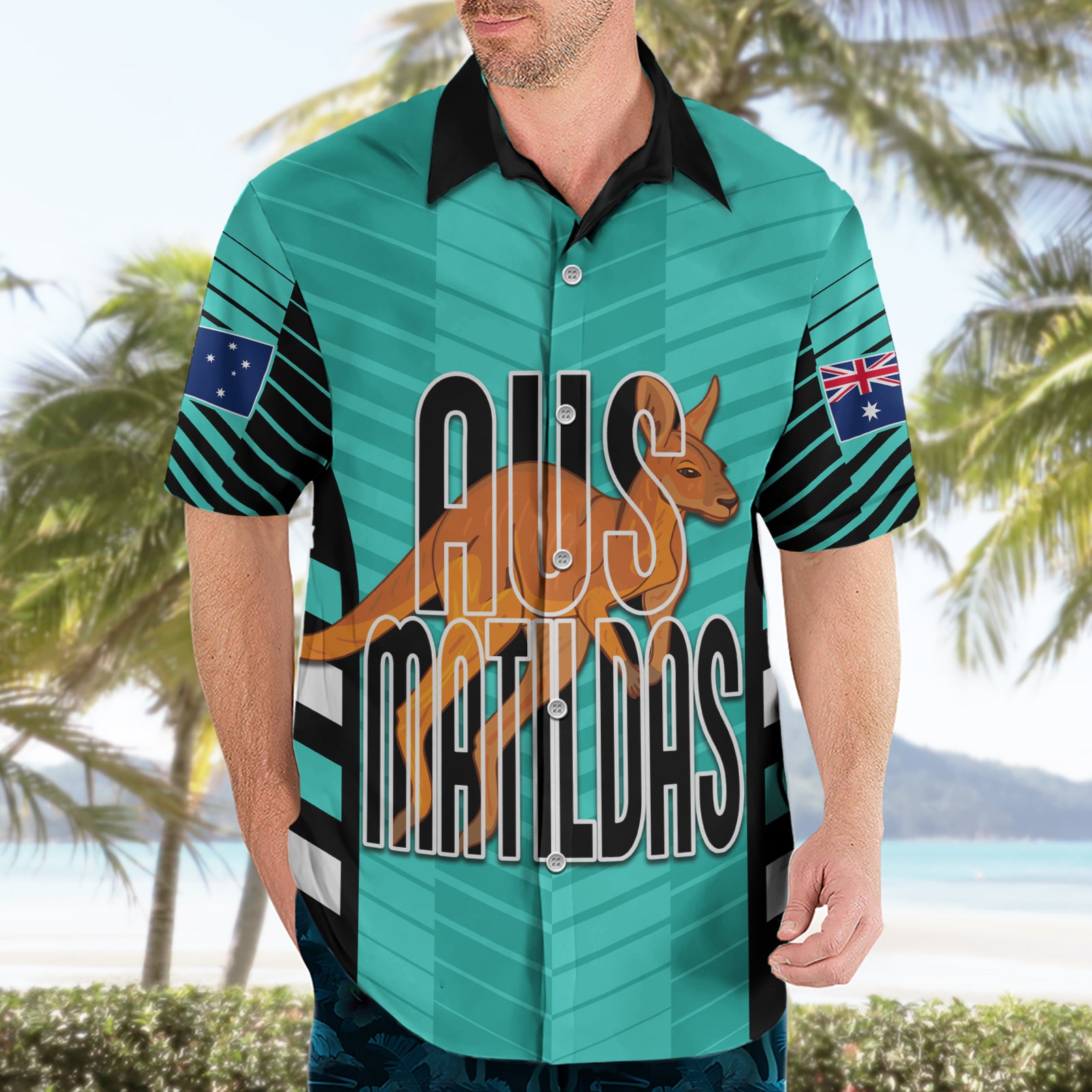 Custom Australia Soccer Hawaiian Shirt Go Matildas Dynamic - Turquoise - Vibe Hoodie Shop