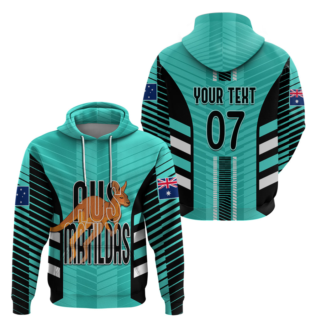 Custom Australia Soccer Hoodie Go Matildas Dynamic - Turquoise LT7 - Vibe Hoodie Shop