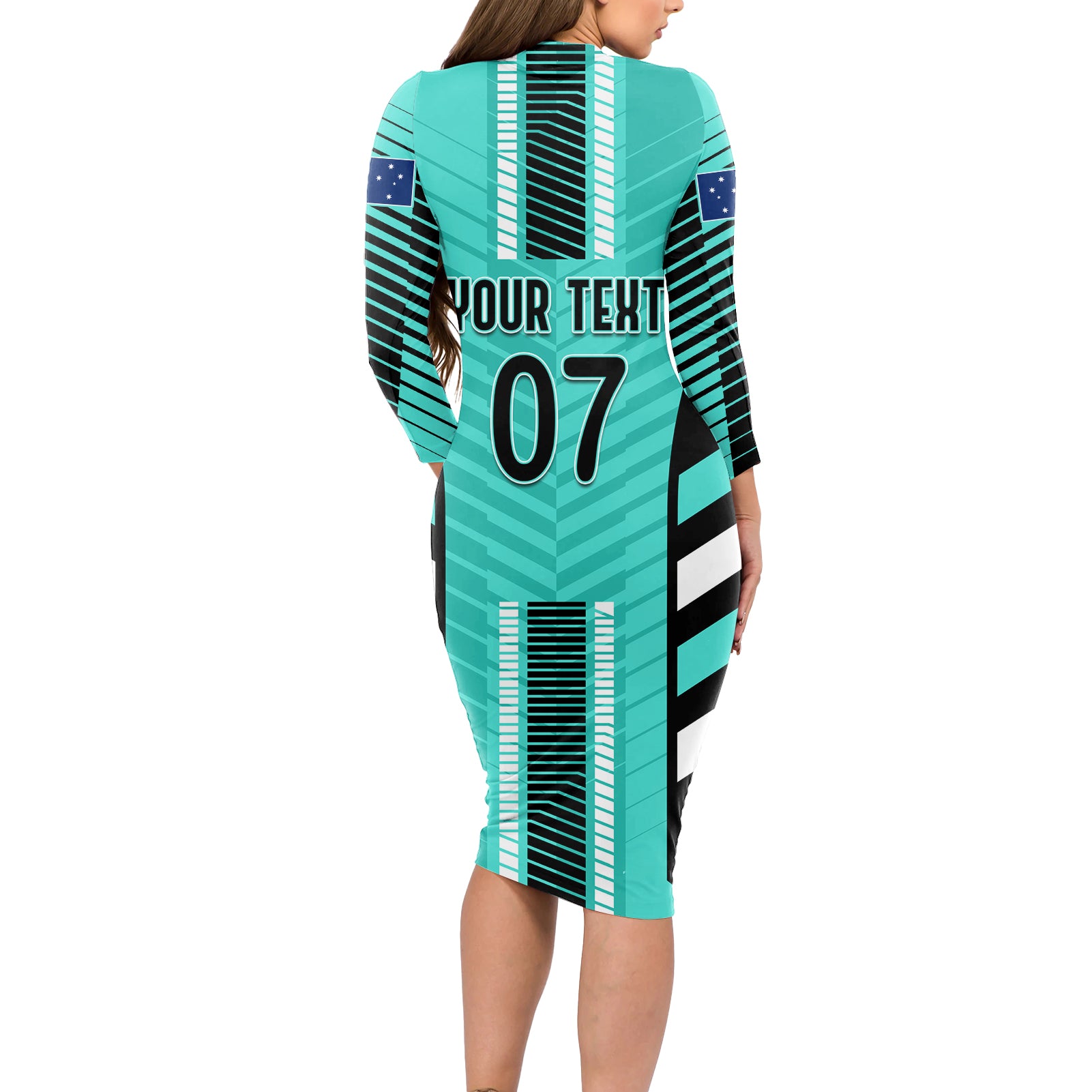 custom-australia-soccer-long-sleeve-bodycon-dress-go-matildas-dynamic-turquoise