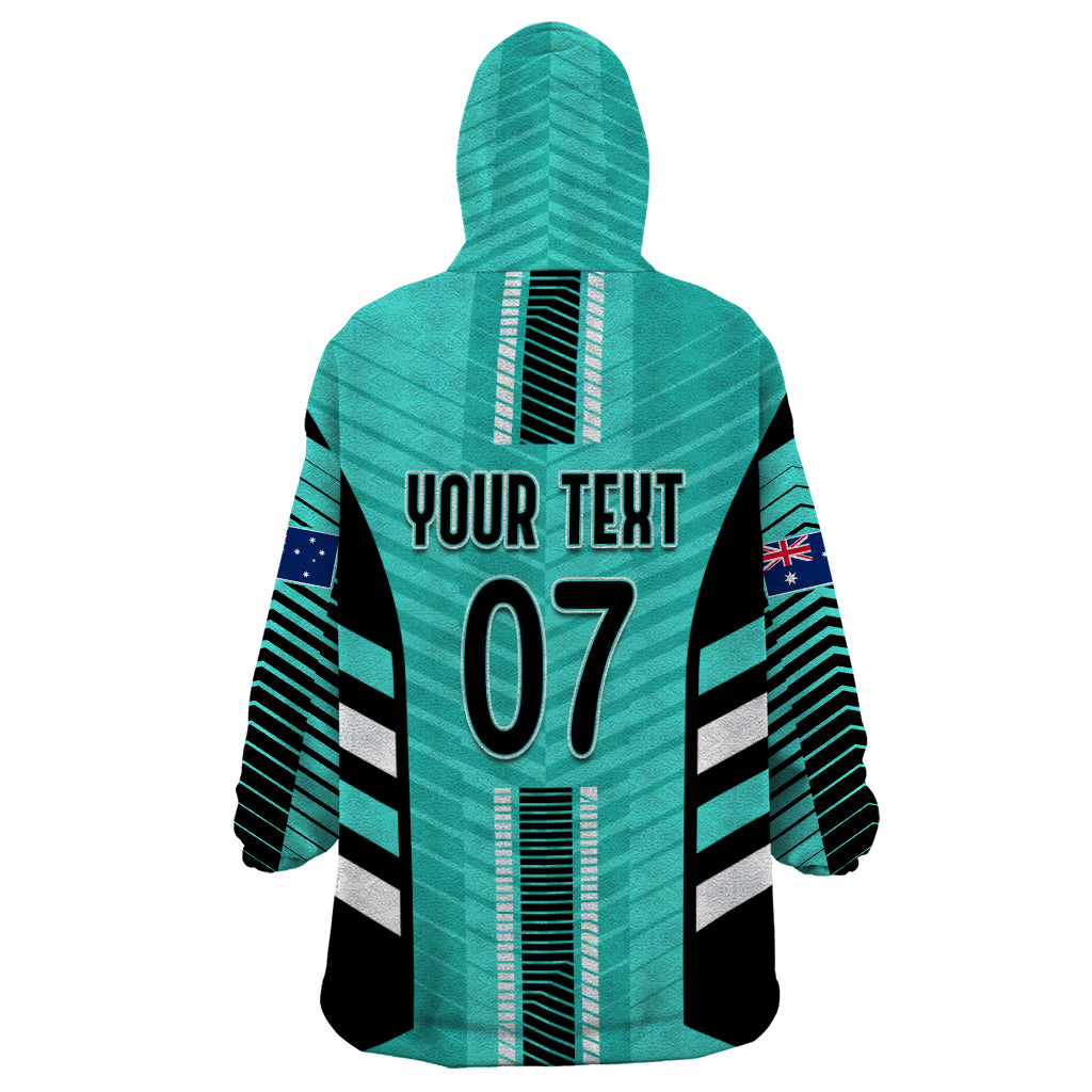 Custom Australia Soccer Wearable Blanket Hoodie Go Matildas Dynamic - Turquoise - Vibe Hoodie Shop