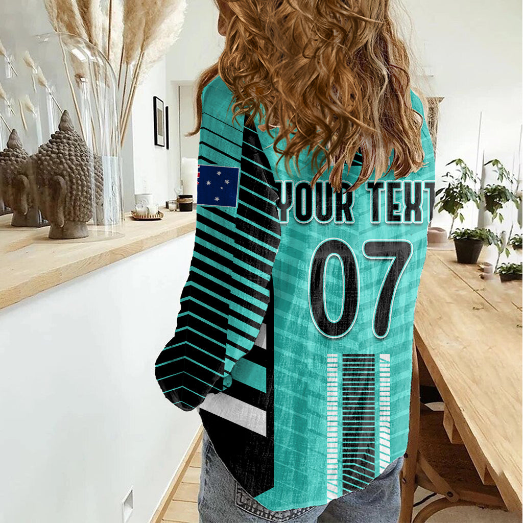 Custom Australia Soccer Women Casual Shirt Go Matildas Dynamic - Turquoise - Vibe Hoodie Shop