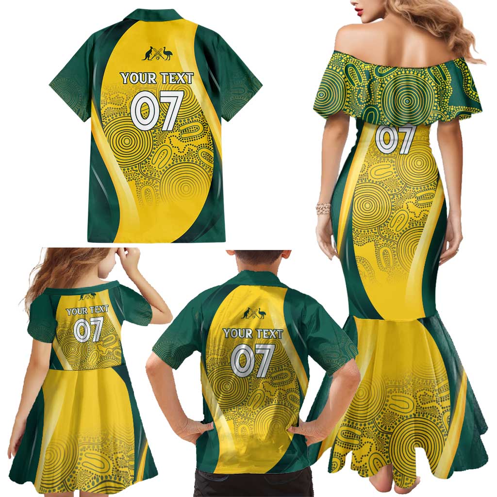 Australia Cricket Custom Indigenous Family Matching Mermaid Dress and Hawaiian Shirt Aboriginal Arts GO Aussie