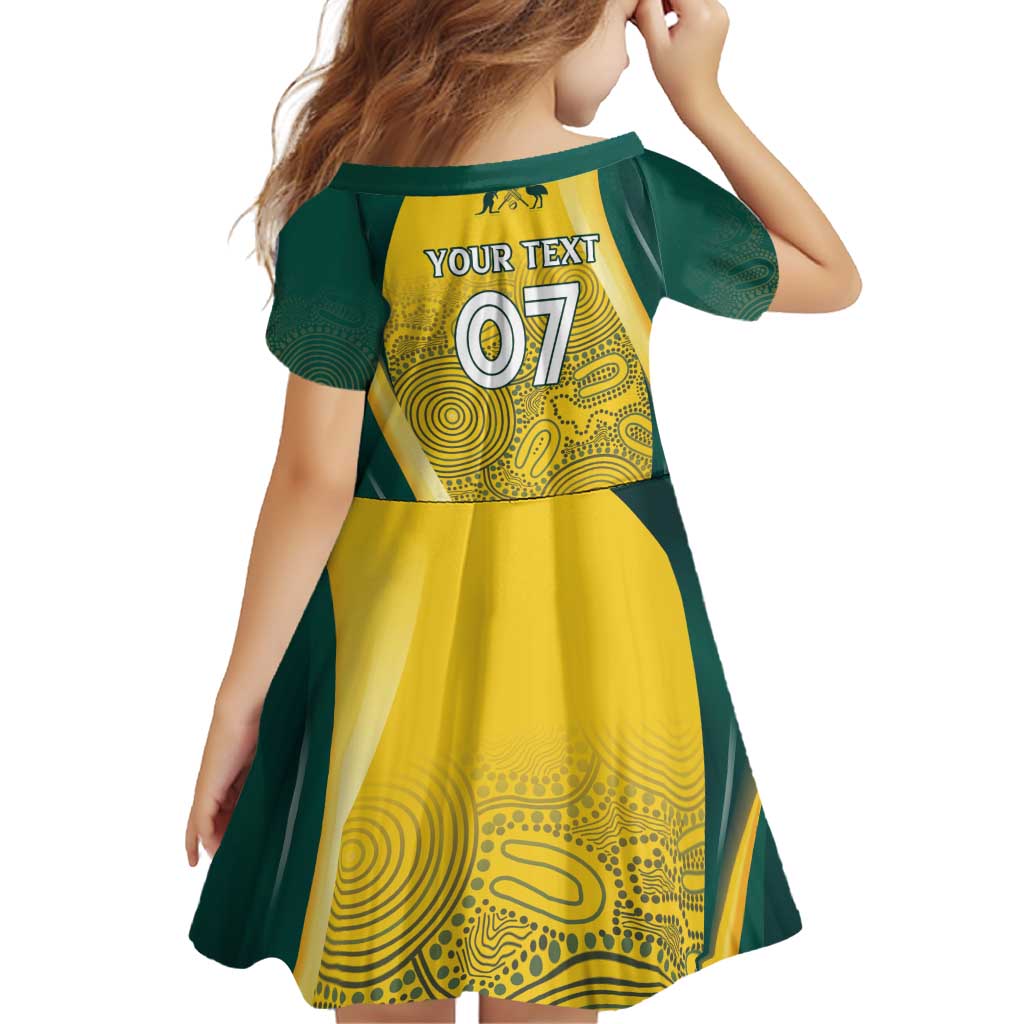 Australia Cricket Custom Indigenous Family Matching Off Shoulder Short Dress and Hawaiian Shirt Aboriginal Arts GO Aussie