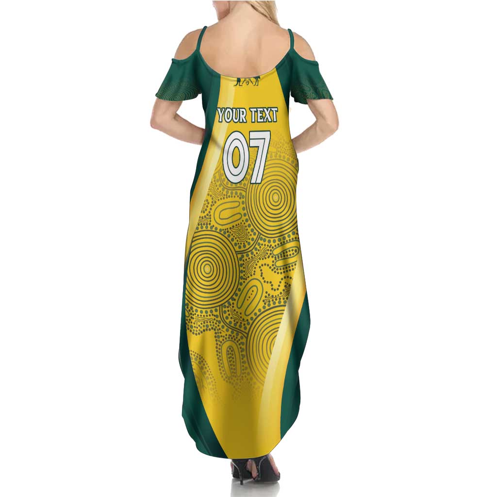 Australia Cricket Custom Indigenous Family Matching Summer Maxi Dress and Hawaiian Shirt Aboriginal Arts GO Aussie