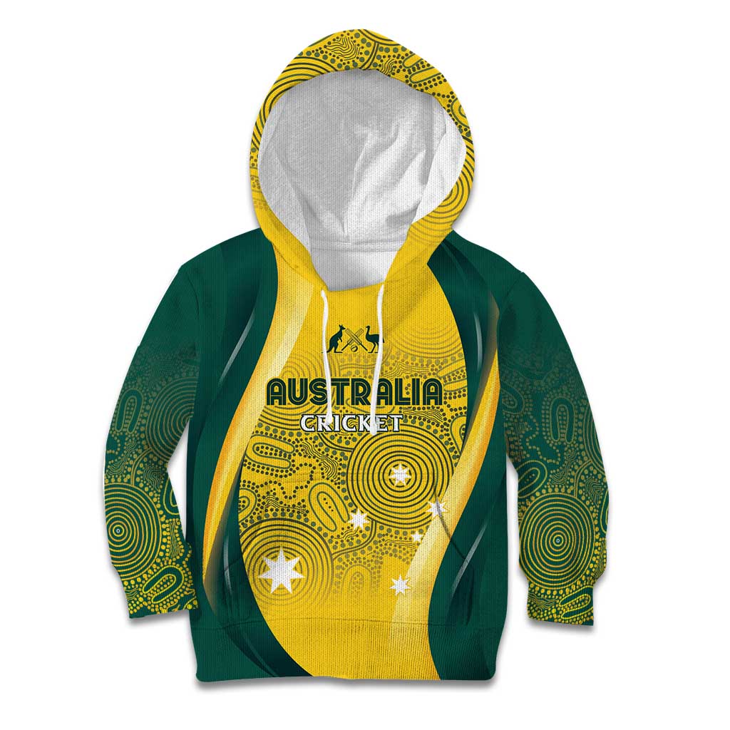 Australia Cricket Custom Indigenous Kid Hoodie Aboriginal Arts GO Aussie - Vibe Hoodie Shop