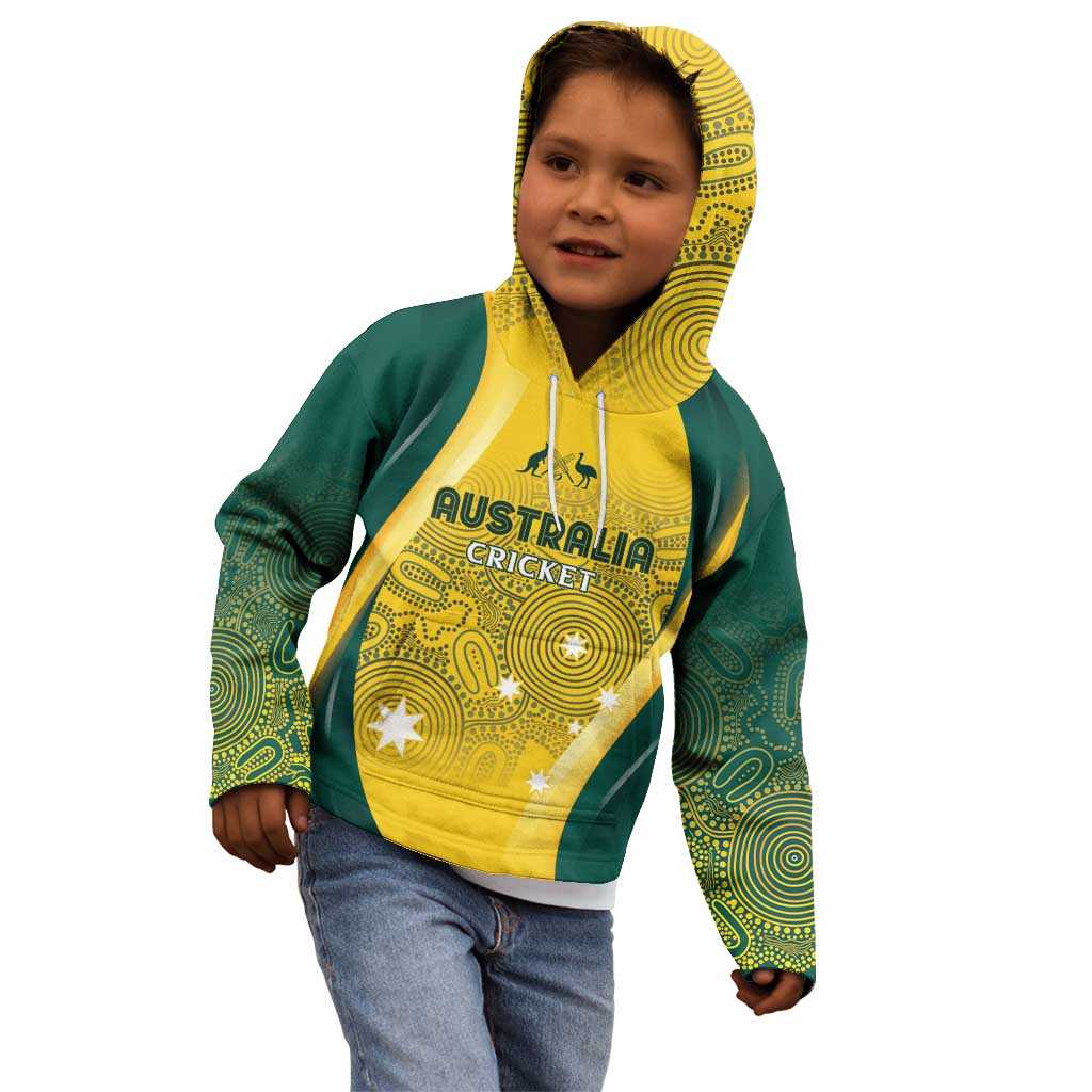 Australia Cricket Custom Indigenous Kid Hoodie Aboriginal Arts GO Aussie - Vibe Hoodie Shop