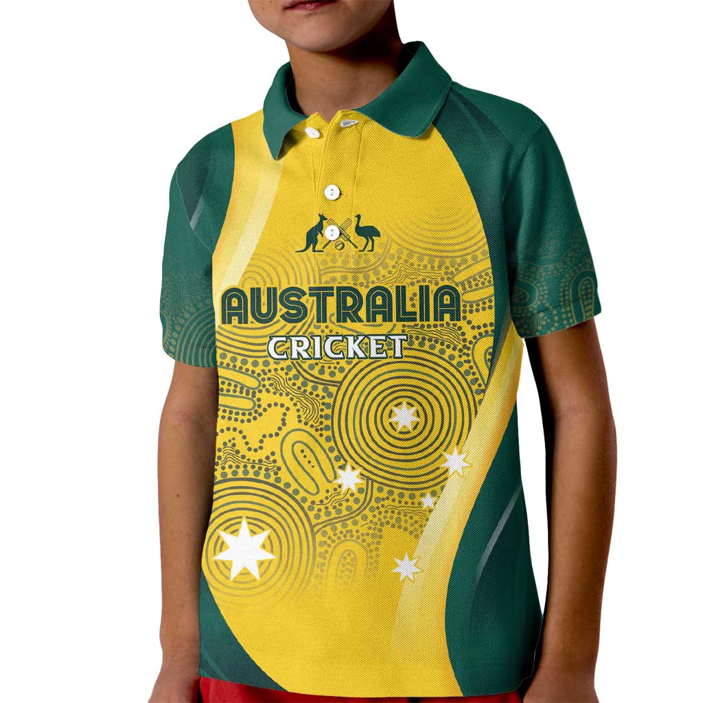 Australia Cricket Custom Indigenous Kid Polo Shirt Aboriginal Arts GO Aussie - Vibe Hoodie Shop