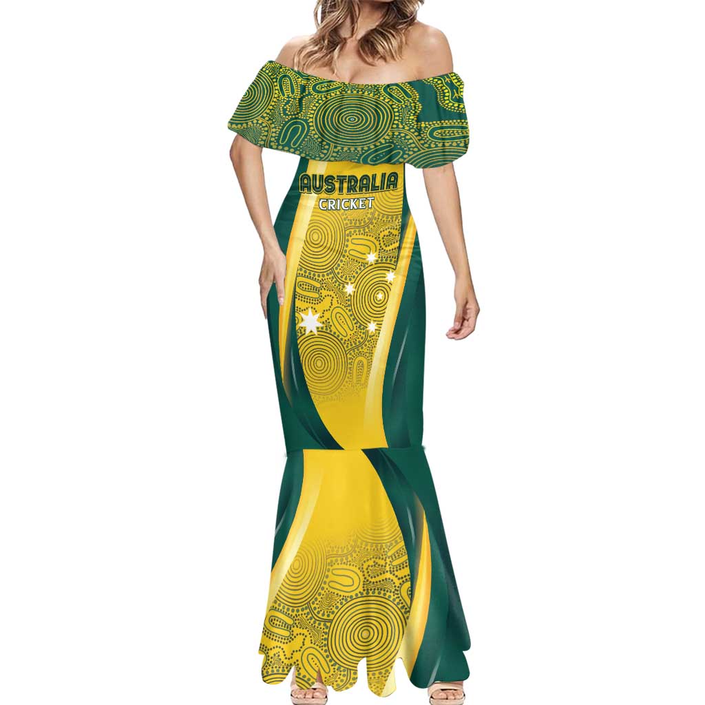 Australia Cricket Custom Indigenous Mermaid Dress Aboriginal Arts GO Aussie