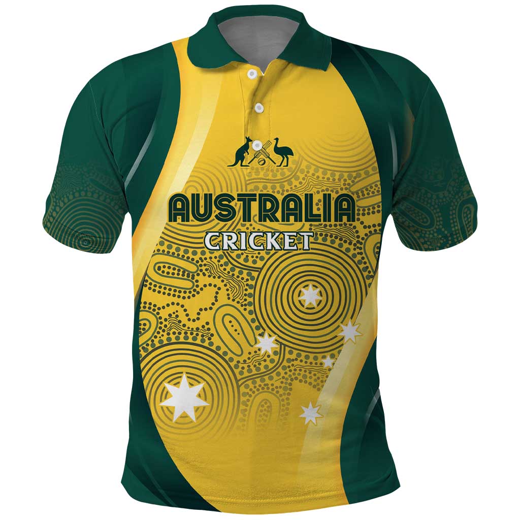 Australia Cricket Custom Indigenous Polo Shirt Aboriginal Arts GO Aussie - Vibe Hoodie Shop