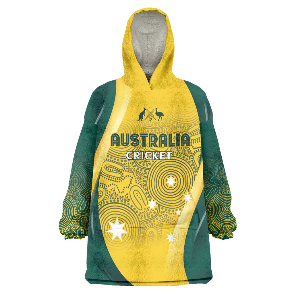 Australia Cricket Custom Indigenous Wearable Blanket Hoodie Aboriginal Arts GO Aussie - Vibe Hoodie Shop