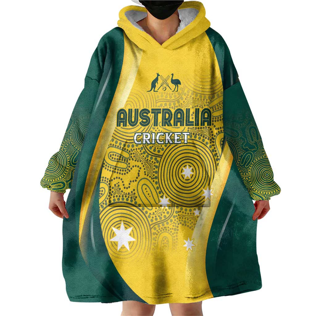 Australia Cricket Custom Indigenous Wearable Blanket Hoodie Aboriginal Arts GO Aussie - Vibe Hoodie Shop