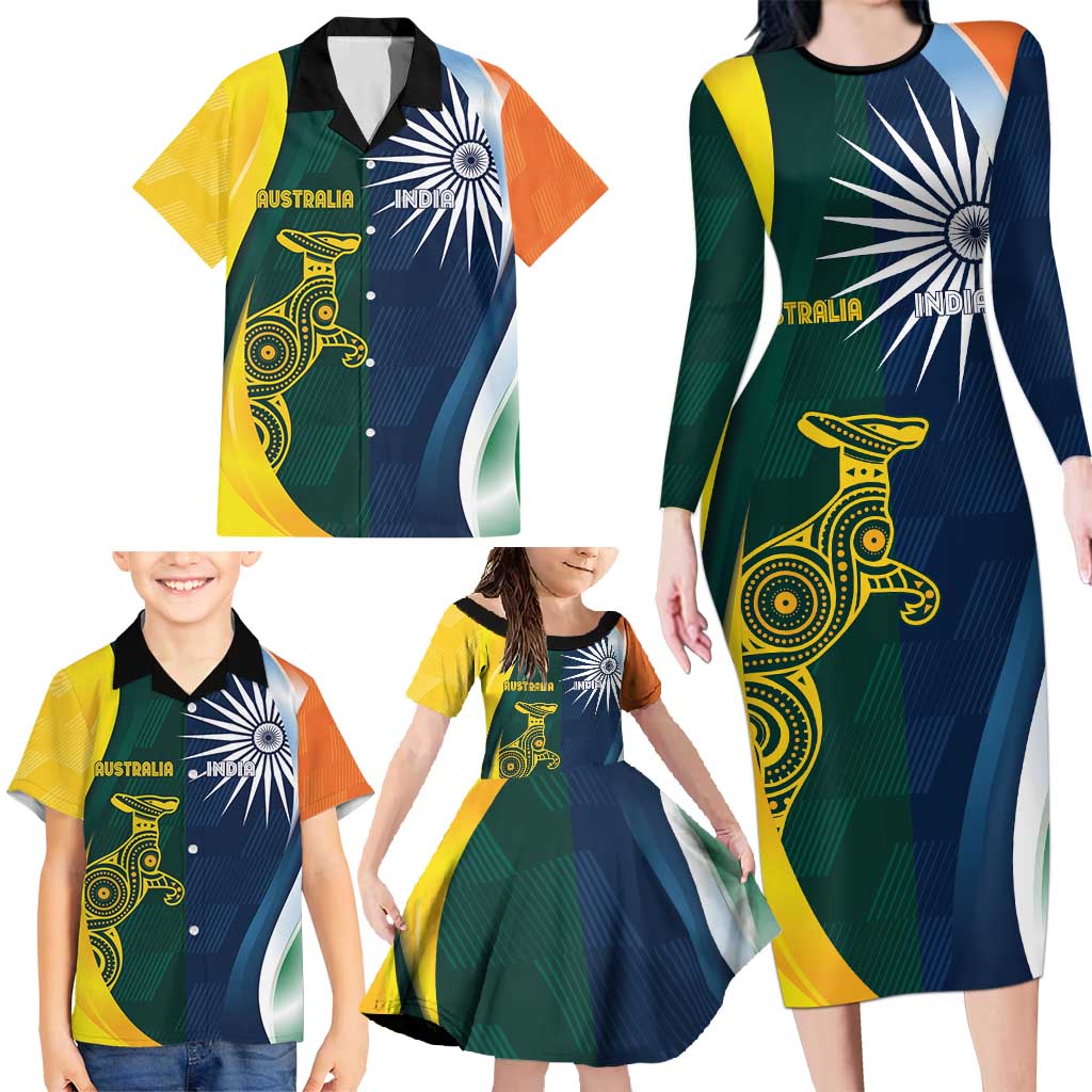 Custom India and Australia Cricket Family Matching Long Sleeve Bodycon Dress and Hawaiian Shirt Special Half-Half Mix