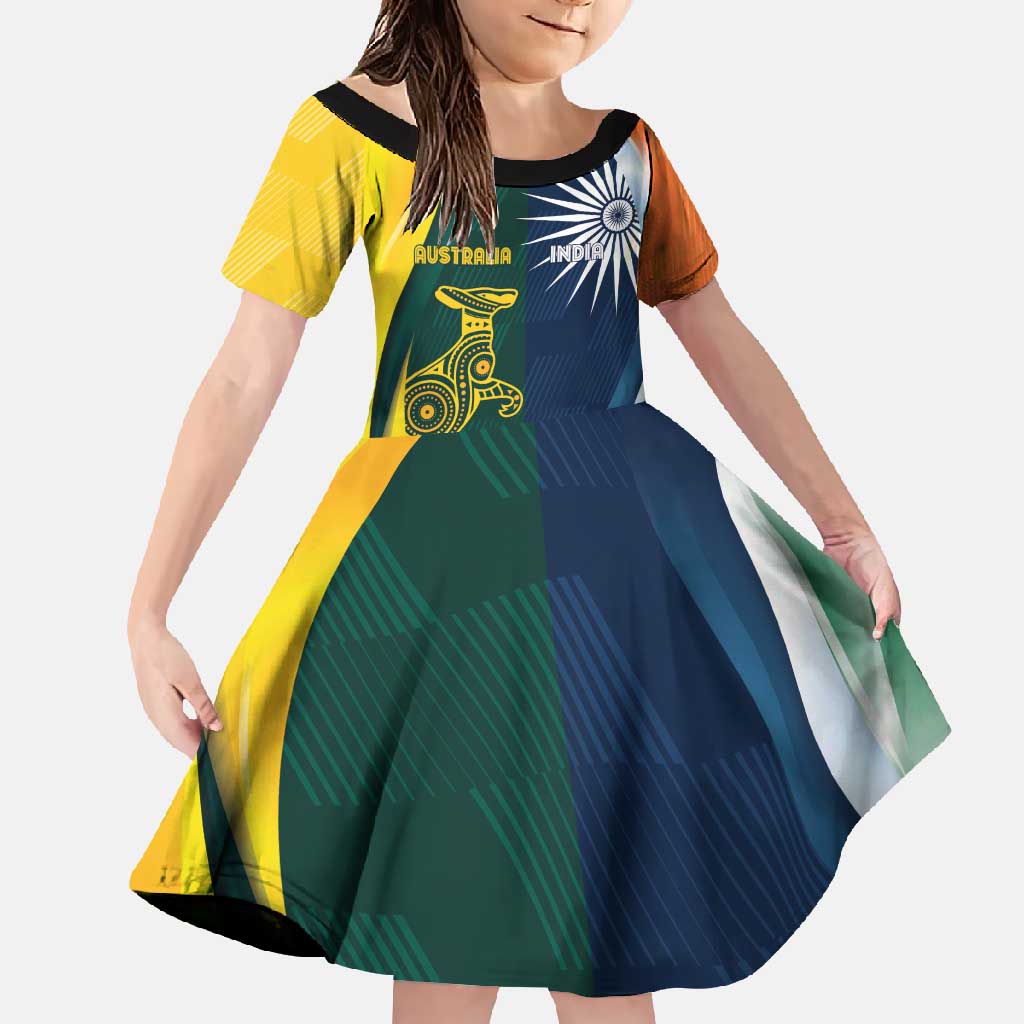 Custom India and Australia Cricket Family Matching Long Sleeve Bodycon Dress and Hawaiian Shirt Special Half-Half Mix