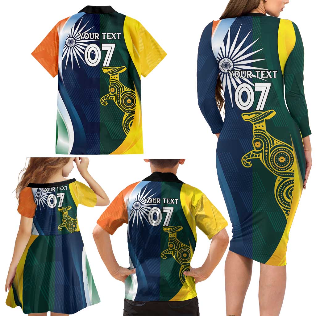 Custom India and Australia Cricket Family Matching Long Sleeve Bodycon Dress and Hawaiian Shirt Special Half-Half Mix